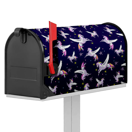 Night Winged Unicorn Pattern Print Mailbox Cover