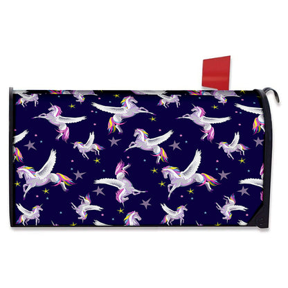 Night Winged Unicorn Pattern Print Mailbox Cover