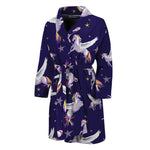 Night Winged Unicorn Pattern Print Men's Bathrobe
