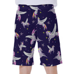 Night Winged Unicorn Pattern Print Men's Beach Shorts