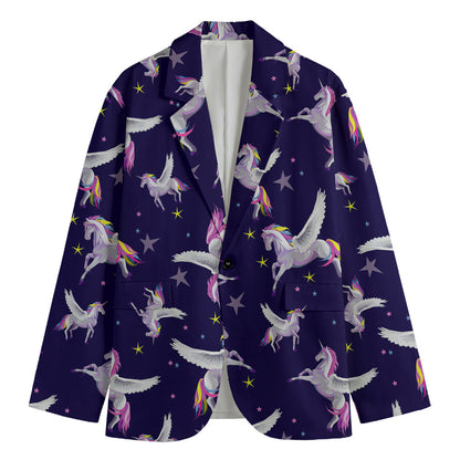 Night Winged Unicorn Pattern Print Men's Blazer