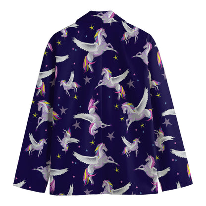 Night Winged Unicorn Pattern Print Men's Blazer