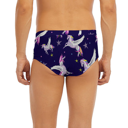 Night Winged Unicorn Pattern Print Men's Briefs