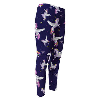 Night Winged Unicorn Pattern Print Men's Compression Pants