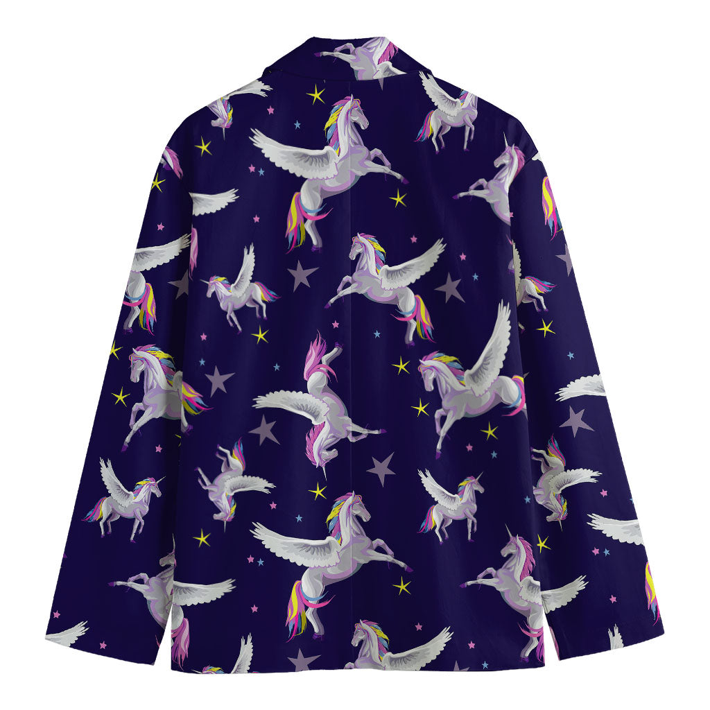 Night Winged Unicorn Pattern Print Men's Cotton Blazer
