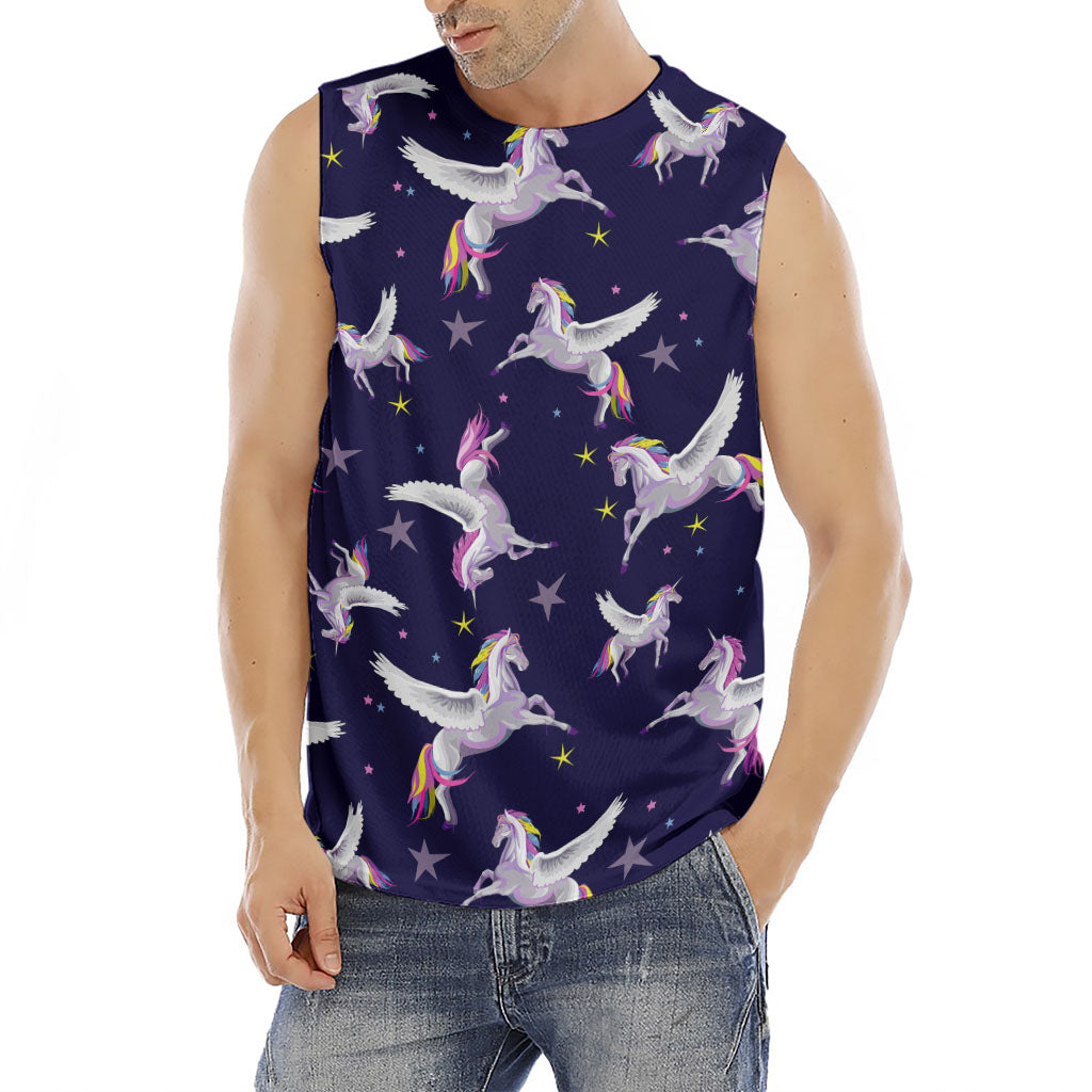 Night Winged Unicorn Pattern Print Men's Fitness Tank Top