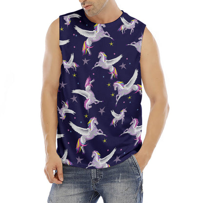 Night Winged Unicorn Pattern Print Men's Fitness Tank Top
