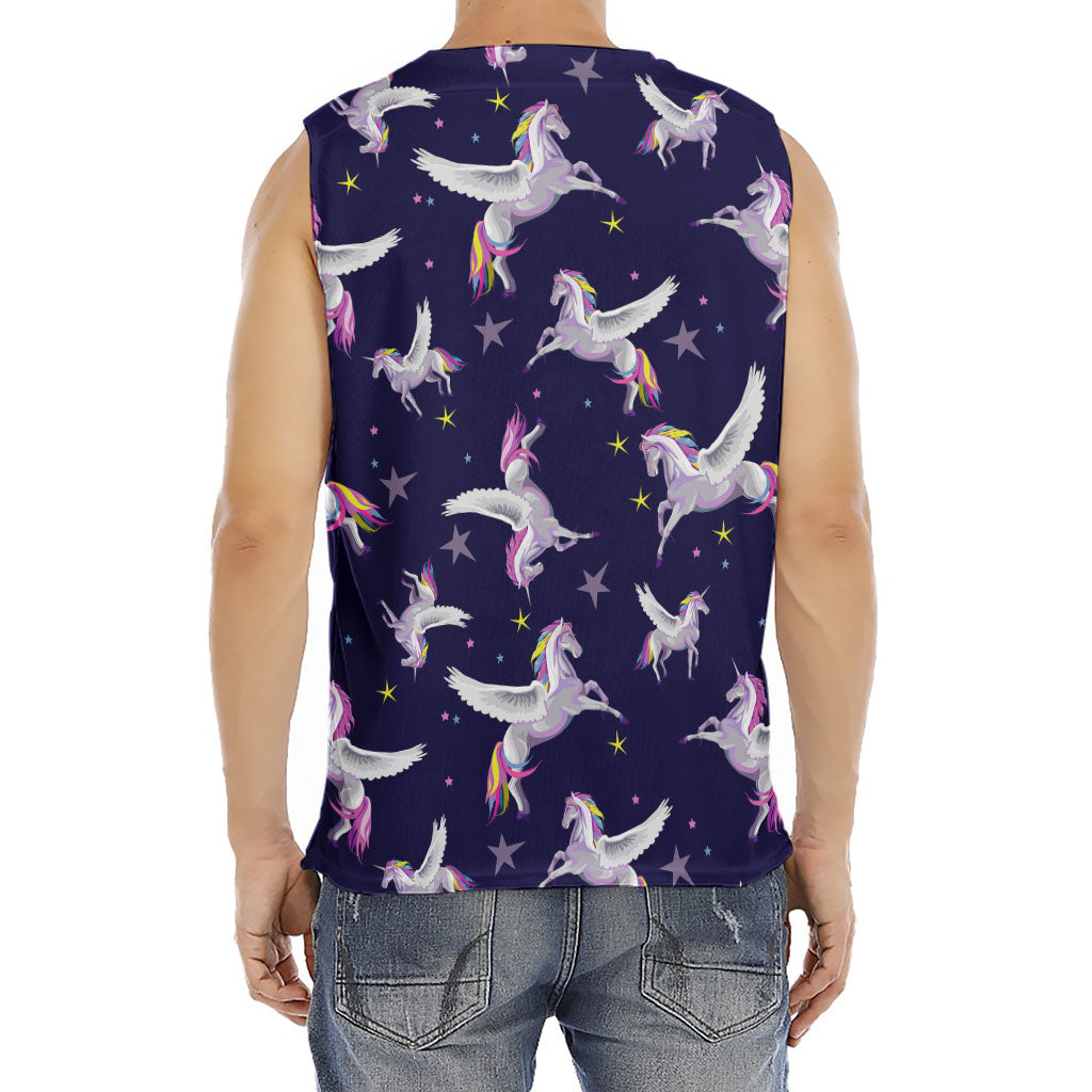 Night Winged Unicorn Pattern Print Men's Fitness Tank Top