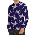 Night Winged Unicorn Pattern Print Men's Long Sleeve Rash Guard