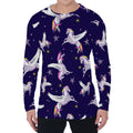Night Winged Unicorn Pattern Print Men's Long Sleeve T-Shirt