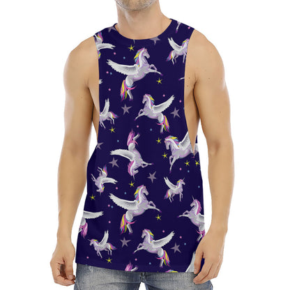 Night Winged Unicorn Pattern Print Men's Muscle Tank Top