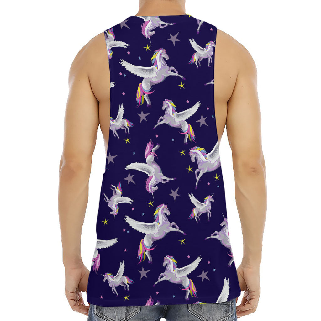 Night Winged Unicorn Pattern Print Men's Muscle Tank Top