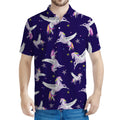 Night Winged Unicorn Pattern Print Men's Polo Shirt