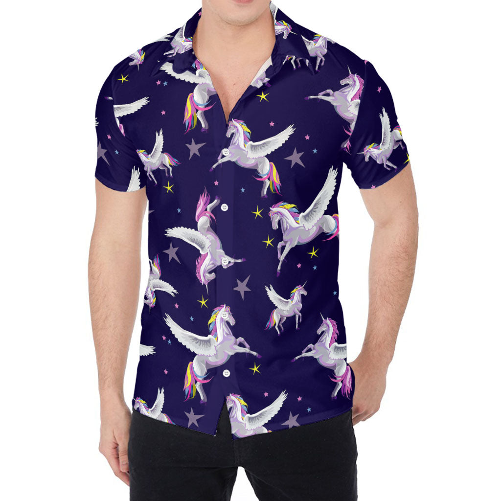 Night Winged Unicorn Pattern Print Men's Shirt