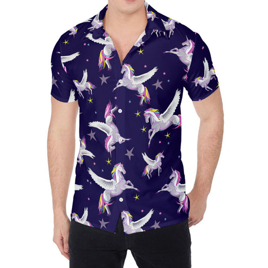 Night Winged Unicorn Pattern Print Men's Shirt