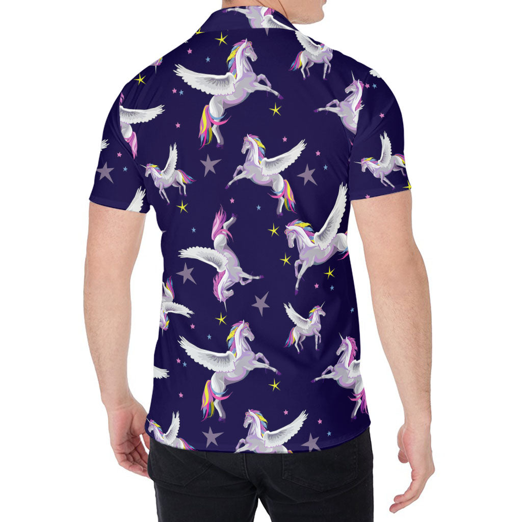 Night Winged Unicorn Pattern Print Men's Shirt