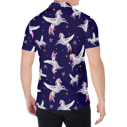 Night Winged Unicorn Pattern Print Men's Shirt