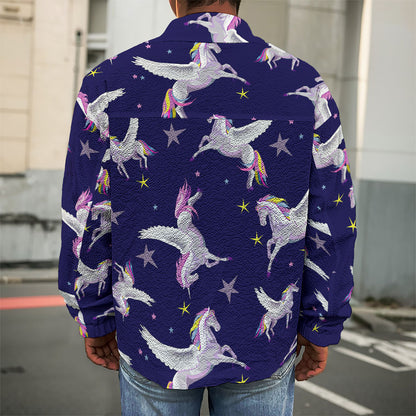 Night Winged Unicorn Pattern Print Men's Shirt Jacket