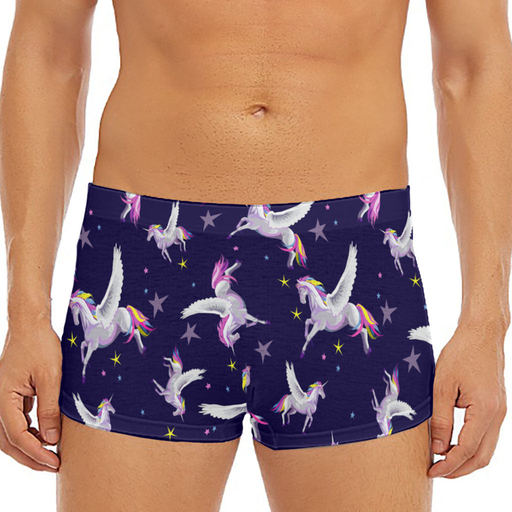 Night Winged Unicorn Pattern Print Men's Short Boxer Briefs