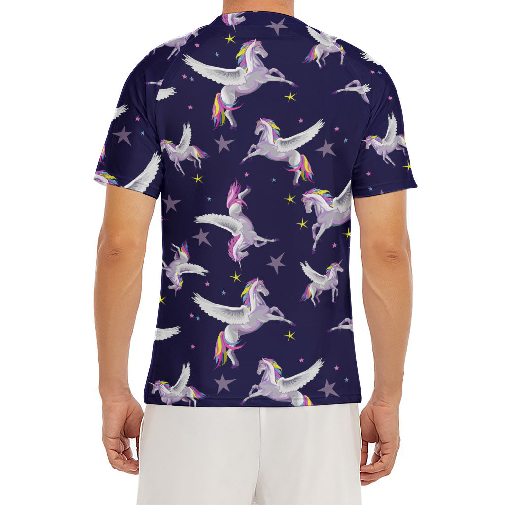 Night Winged Unicorn Pattern Print Men's Short Sleeve Rash Guard