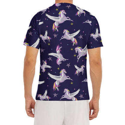 Night Winged Unicorn Pattern Print Men's Short Sleeve Rash Guard