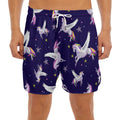 Night Winged Unicorn Pattern Print Men's Split Running Shorts