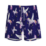 Night Winged Unicorn Pattern Print Men's Sports Shorts