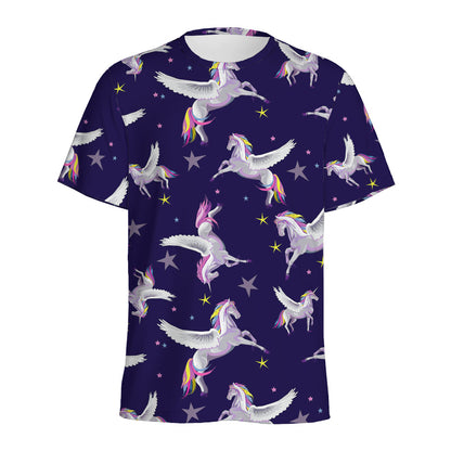 Night Winged Unicorn Pattern Print Men's Sports T-Shirt
