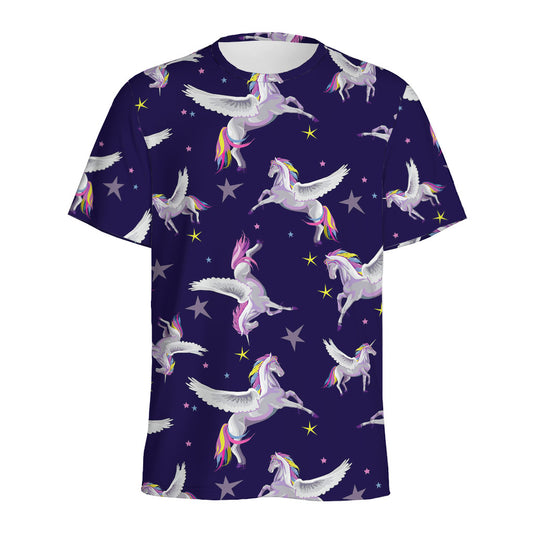 Night Winged Unicorn Pattern Print Men's Sports T-Shirt