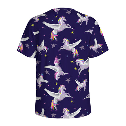 Night Winged Unicorn Pattern Print Men's Sports T-Shirt