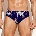 Night Winged Unicorn Pattern Print Men's Swim Briefs