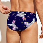 Night Winged Unicorn Pattern Print Men's Swim Briefs
