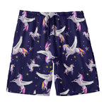 Night Winged Unicorn Pattern Print Men's Swim Trunks