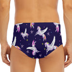 Night Winged Unicorn Pattern Print Men's Triangle Swim Briefs