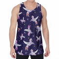 Night Winged Unicorn Pattern Print Men's Velvet Tank Top