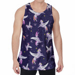 Night Winged Unicorn Pattern Print Men's Velvet Tank Top