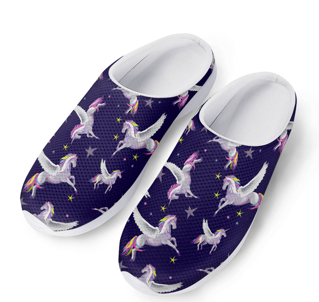Night Winged Unicorn Pattern Print Mesh Casual Shoes