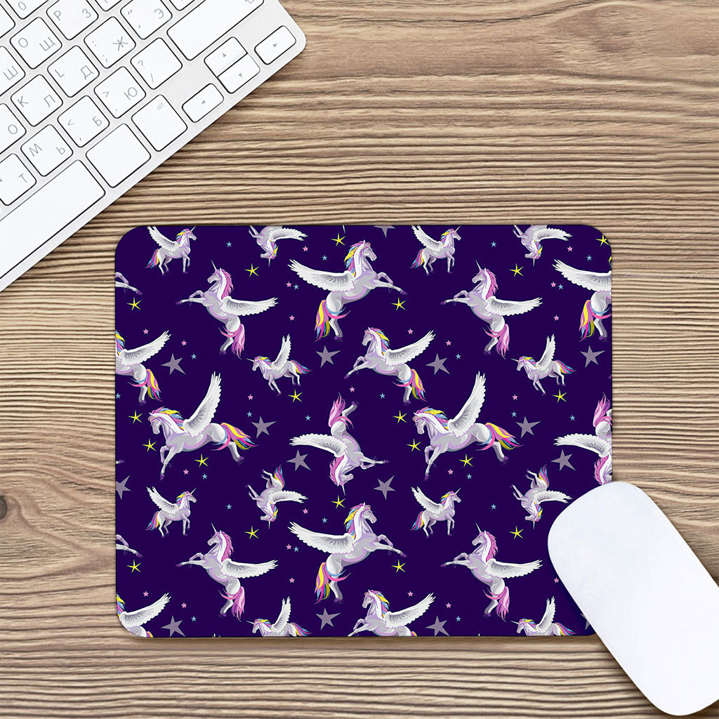 Night Winged Unicorn Pattern Print Mouse Pad