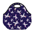 Night Winged Unicorn Pattern Print Neoprene Lunch Bag