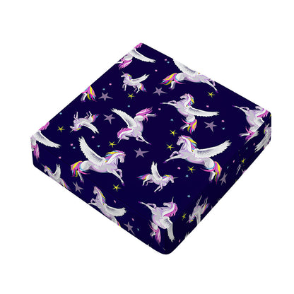 Night Winged Unicorn Pattern Print Outdoor Seat Cushion Cover