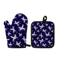 Night Winged Unicorn Pattern Print Oven Mitt And Pot Holder Set