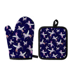 Night Winged Unicorn Pattern Print Oven Mitt And Pot Holder Set