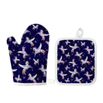 Night Winged Unicorn Pattern Print Oven Mitt And Pot Holder Set
