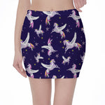 Night Winged Unicorn Pattern Print Pencil Mini Skirt