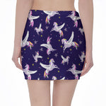 Night Winged Unicorn Pattern Print Pencil Mini Skirt