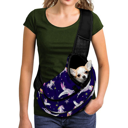 Night Winged Unicorn Pattern Print Pet Sling Carrier
