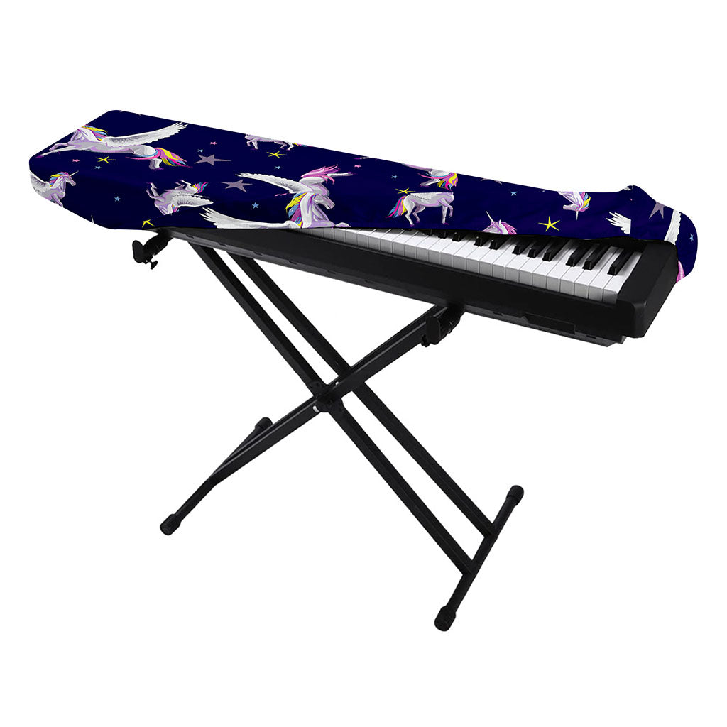 Night Winged Unicorn Pattern Print Piano Keyboard Cover