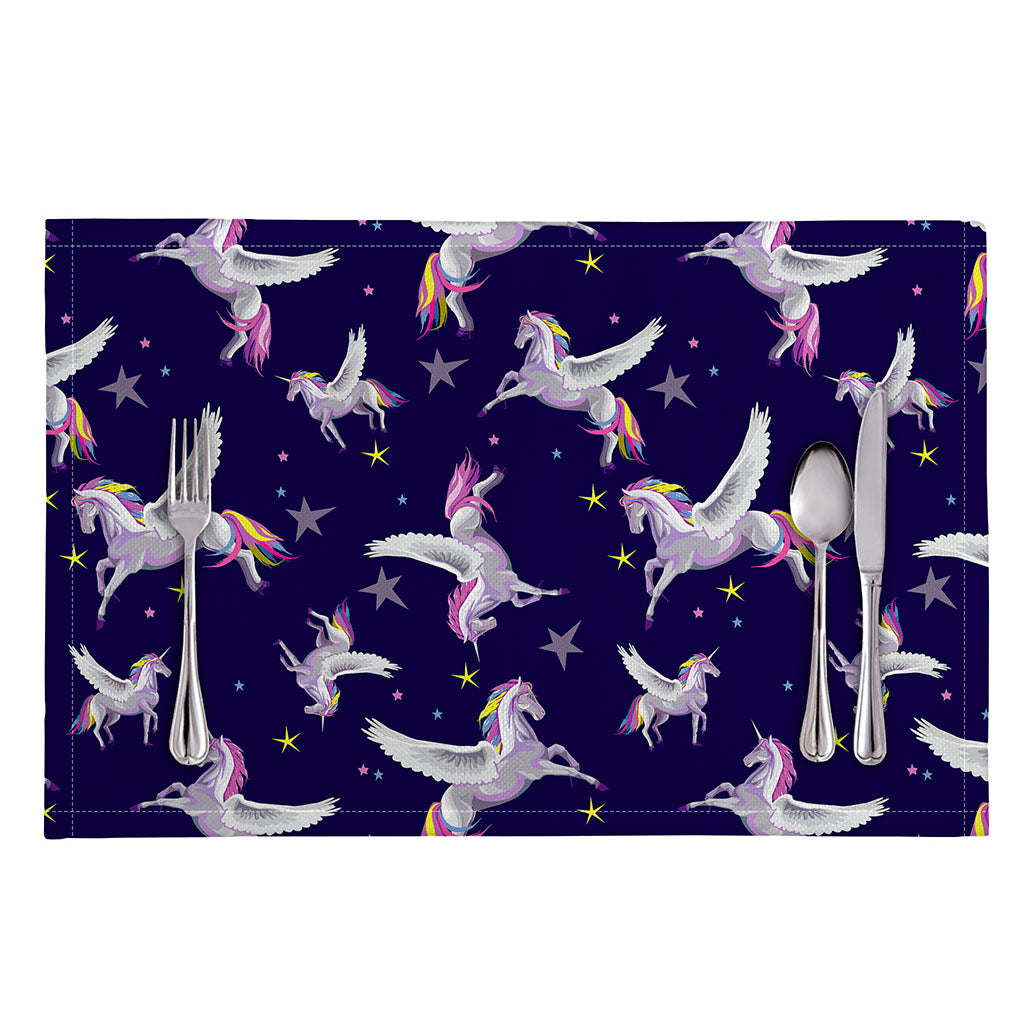 Night Winged Unicorn Pattern Print Placemat