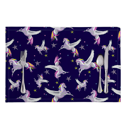 Night Winged Unicorn Pattern Print Placemat