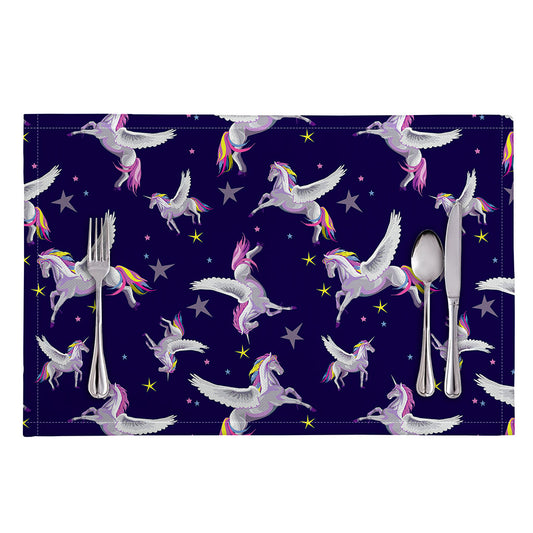 Night Winged Unicorn Pattern Print Placemat